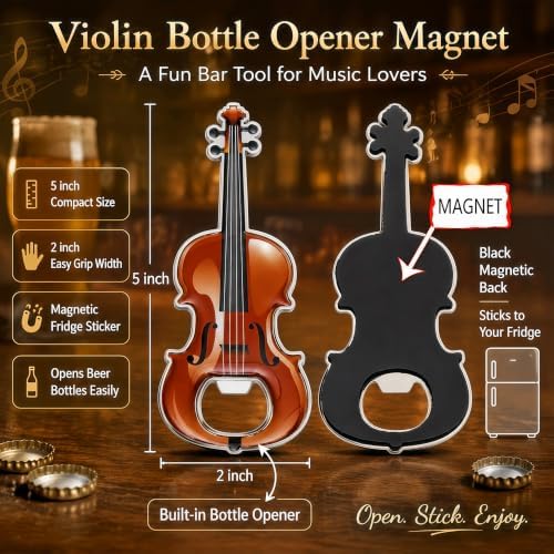 Violin Shaped Bottle Opener, 2 Pack Metal Beer Opener Gift for Music Lovers