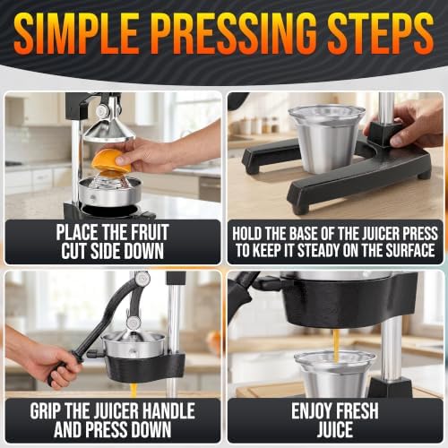 Cast Iron Juicer Hand Press, Heavy-Duty Squeezer (Black)