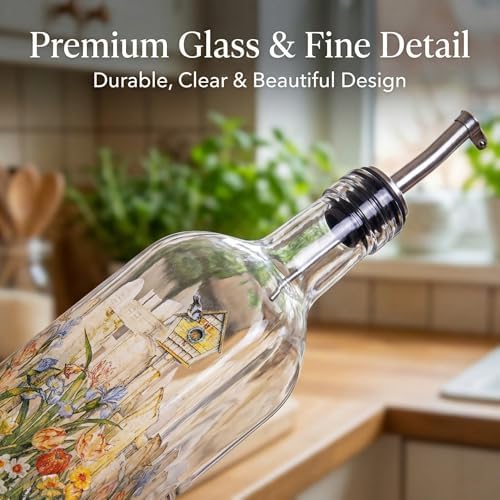 17oz Glass Olive Oil & Vinegar Dispenser Set, Drip-Free