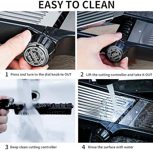 WELTONHM Mandoline Slicer, Adjustable Mandoline Slicer for Kitchen, Stainless Steel Mandolin Vegetable Chopper for Potato, Julienne Cutter with Cut-Resistant Gloves, Black
