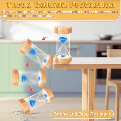 2 Minute Hourglass Sand Timer, Natural Wood Grain Hexagonal Hour Glass Sand Clock 2 Minutes, Reloj De Arena, Large Wooden Sandglass Sand Watçh 2 Min for Rustic Desk Decor, Office, Game, Classroom
