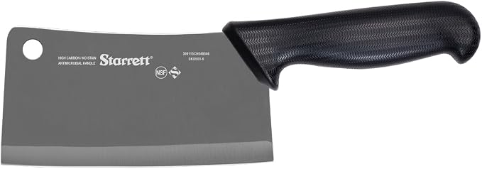 Chef's Cleaver Knife - BKW509-6 Wide Rectangular 6" (150mm) Professional Kitchen Knife Blade - White Handle Ultra Sharp Vegetable & Meat Butcher Cleaver