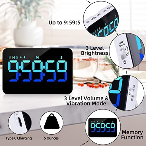 PERSUPER Kitchen Digital Timer, Count Down Up, Rechargeable, Vibration Mode
