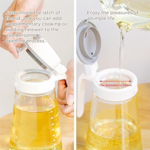 Oil Dispenser Bottle, 22oz Glass Oil Bottle with Scale, Kitchen