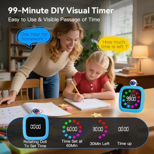 Yunbaoit Digital Visual Timer for Kids, 99-Minute Countdown, Rechargeable