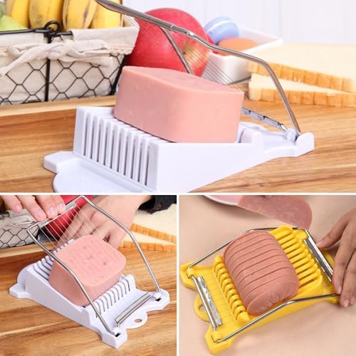 Easy Press Food Slicer with 12 Stainless Steel Wires - Heavy Duty Tomato and Soft Fruit Slicer, Cheese Cutter (Yellow)