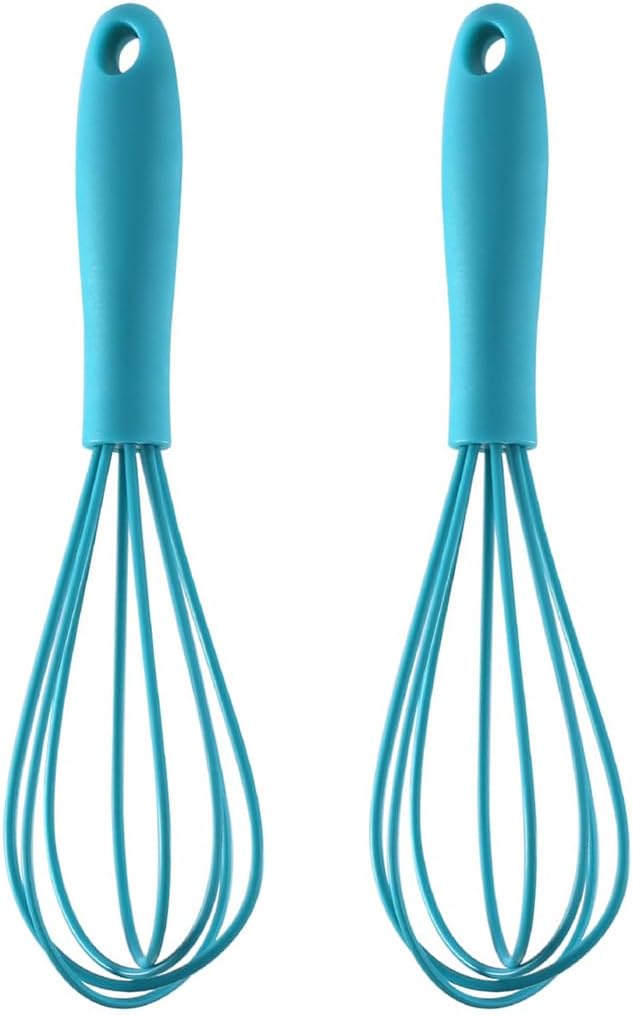 Compact Silicone Whisk (6.7 Inch), 12 Pack Portable Mini Balloon Mixer Egg Beater, Manual Handheld Milk Frothers, Household Egg Blender Small Silicone Egg Whisks for Cooking (Blue)