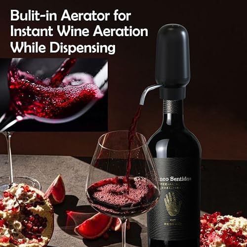 Wine Aerator Electric Rechargeable with USB-C Port, Wine Dispenser Serving 30 Bottles More Per Charge, Enhancing the Flavor Instantly, 100% Food-Safe, Perfect Wine Gifts for Women and Men