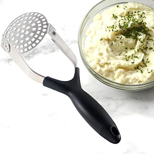 Kaycrown Potato Masher Ricer Professional Stainless Steel Avocado Masher Fruits Vegetables Eggs Crusher with Fine Grid Mashing Plate for Non-Stick Cookware