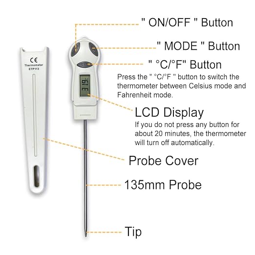 allsun Digital Meat Thermometer with Stainless Steel Probe, High Precision °C/°F Cooking Thermometer for Kitchen, Food & Home Use