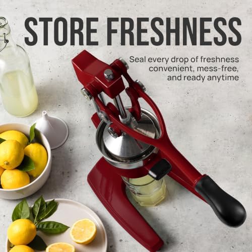 Zulay Kitchen Cast Iron Juicer - Heavy Duty Orange Juicer with Detachable Strainers for Easy Cleaning, Citrus Press for Citrus Fruits, Perfect for Bartenders, Juice Lovers & Health Enthusiasts