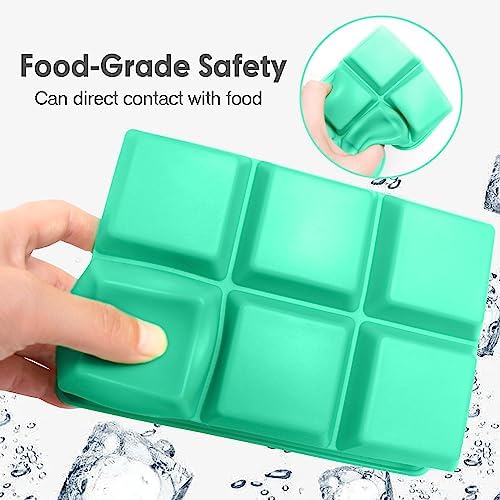 Excnorm Silicone Ice Cube Trays, 3‑Pack Large Square Molds with Lid