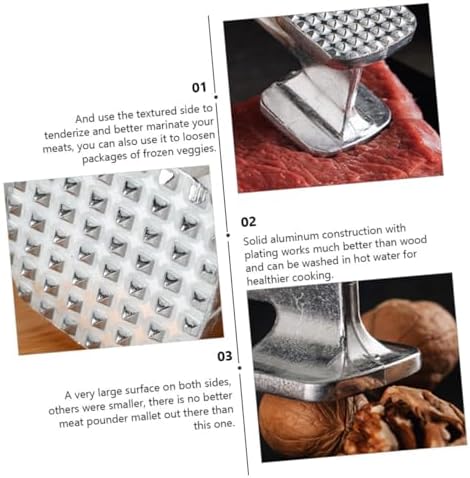 MAGICLULU 2 pcs Heavy Duty Meat Tenderizer Tool Dual Sided Meat Mallet Hammer for Tenderizing Steak Chicken and Fish with Comfortable Grip Handle for Kitchen Use