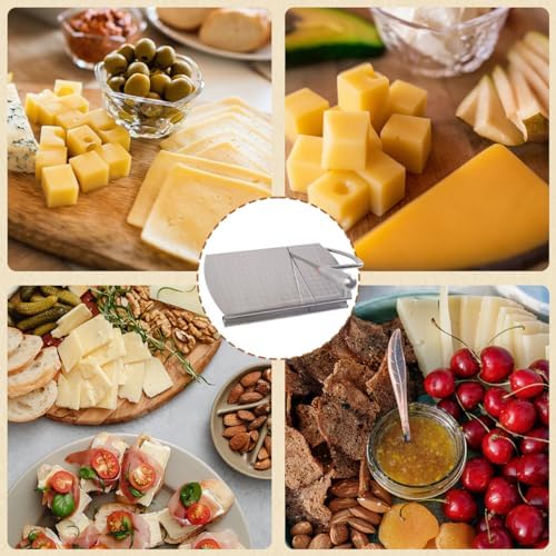 Cheese Slicer, Multipurpose Stainless Steel Cheese Slicers for Block Cheese with Sharp Blade and Scale, Cheese Cutter for Cheese, Butter, Sausage Ham, Cucumber and More