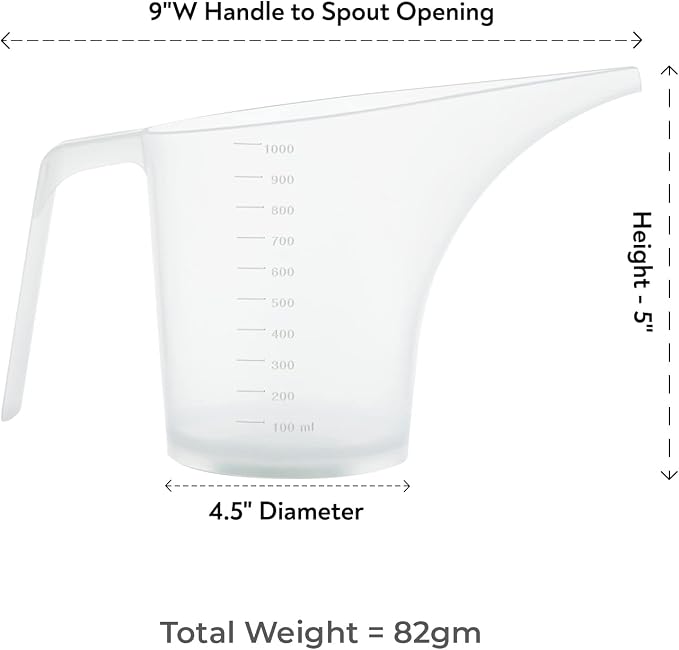 Funnel Pitcher for Soap Making, Large Capacity Easy Pour Container with Long Spout, Soap Making Supplies, Bakeware Mold, Candle, Microwave Safe, 4 Cups, 32 Ounces, 1000 ml - Set of 3
