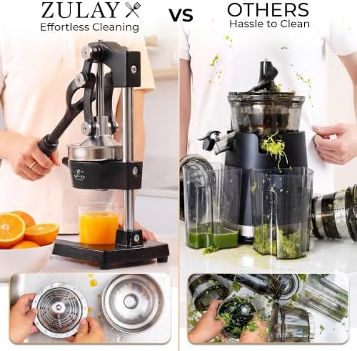Zulay Kitchen Cast Iron Juicer - Heavy Duty Orange Juicer with Detachable Strainers for Easy Cleaning, Citrus Press for Citrus Fruits, Perfect for Bartenders, Juice Lovers & Health Enthusiasts