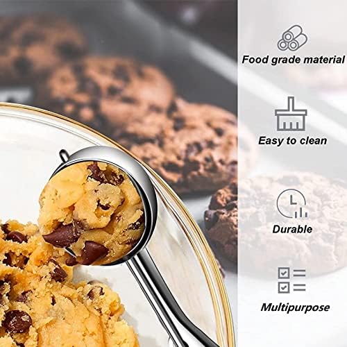 Ice Cream Scoop, 3Pcs Cookie Scoop Set, Stainless Steel Cookie Scoops for Baking Set of 3, Cookie Scooper for Baking, Ice Cream Scooper with Trigger Release, Cookie Dough Scoop (Pack of 2)