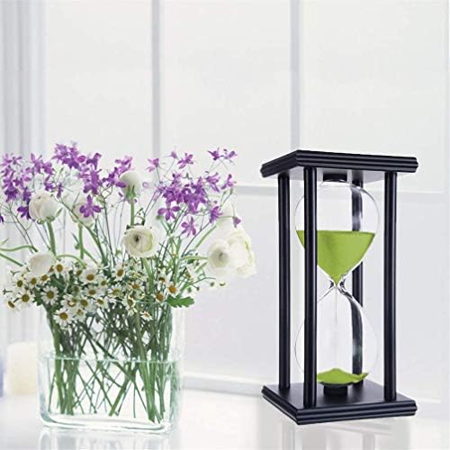 Lodunsyr Sand Timer Clock Hourglass 30 Min Minutes Home Ornament Office Desk Decoration for Living Room Coffee Table School Game 30 Min Wooden Frame Sandglass Green