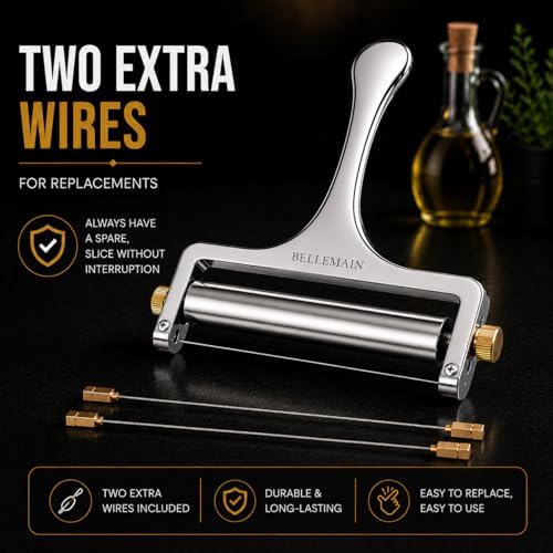 Bellemain Stainless Steel Wire Cheese Slicer with 2 Extra Wires - Silver
