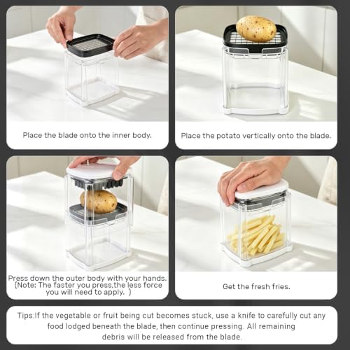 SUSTEAS French Fry Cutter with 3 Interchangeable Blades, Potato Cutter