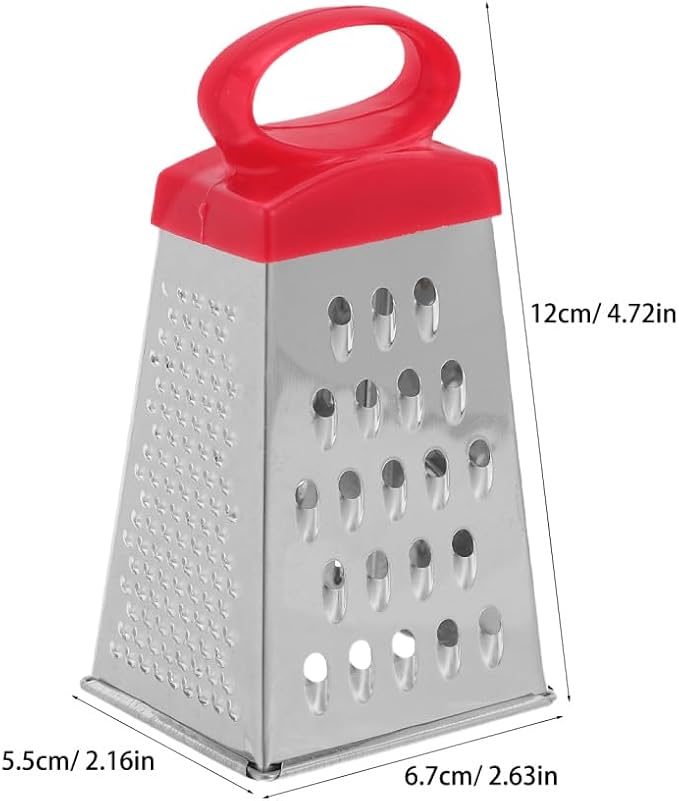 4 Pcs Mini Box Grater for Kitchen, Stainless Steel 4-Sided Food Grater with Handle, Small Manual Cheese Slicer Shredder for Cheese Carrot，Ginger, Garlic, Chocolate