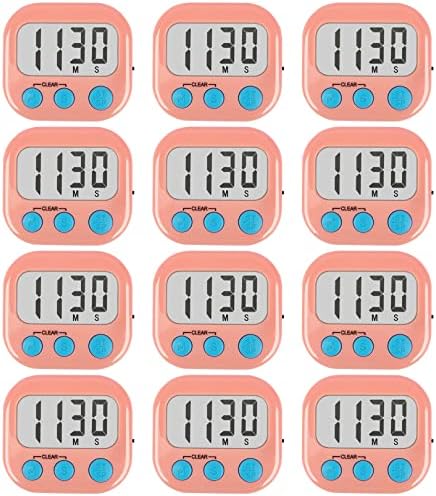 AOUCE Digital Kitchen Timers for Cooking, Timer for Kids 12 Pack Pink