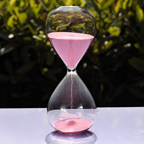 Large Fashion Colorful Sand Glass Sandglass Hourglass Timer Clear Smooth Glass Measures Home Desk Decor Xmas Birthday Gift (60 Minutes, Pink)