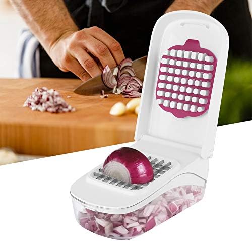OUKENS Manual Food Chopper, 3-in-1 Multifunctional Vegetable Fruit Cutter with Container for Onion, Potato, Carrot, Easy Push Down Handheld Kitchen
