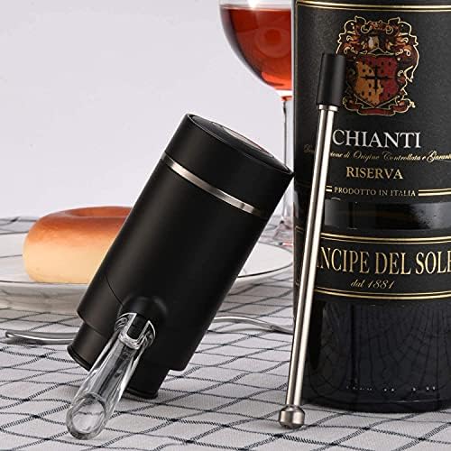 Electric Wine Aerator & Dispenser – One-Touch Automatic Wine Pourer with Decanter Function, Enhances Red & White Wine Flavor, Portable with Retractable Tube, USB-C Rechargeable, Mothers Day Gift