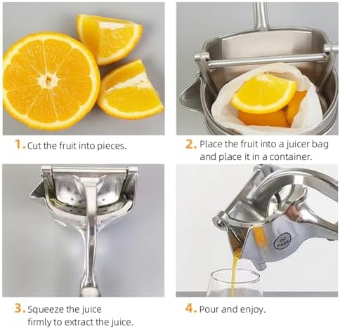 Juicer, Fresh Fruit Juice Extractor Aluminum Alloy, Juice Squeezer Handheld, manual juicer, Easy to Clean with 0.6L Capacity, Heavy Duty Single Press Lemon Squeezer for Lemon, Orange, Grape