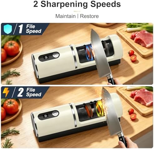 Rechargeable Electric Knife Sharpener with Replaceable Grinding Wheels