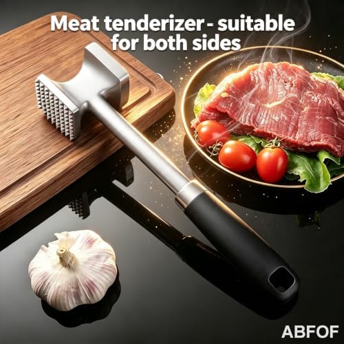 Meat Tenderizer Hammer, Dual Sided Steak Mallet, Solid Aluminum
