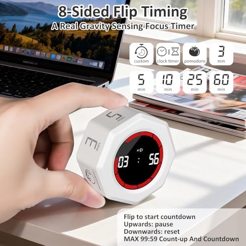 Rechargeable Pomodoro Timer, Magnetic Kitchen Timer for Cooking