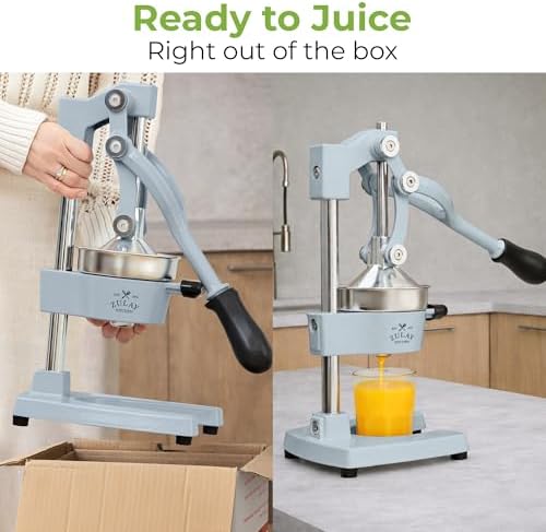 Zulay Kitchen Cast Iron Juicer - Heavy Duty Orange Juicer with Detachable Strainers for Easy Cleaning, Citrus Press for Citrus Fruits, Perfect for Bartenders, Juice Lovers & Health Enthusiasts