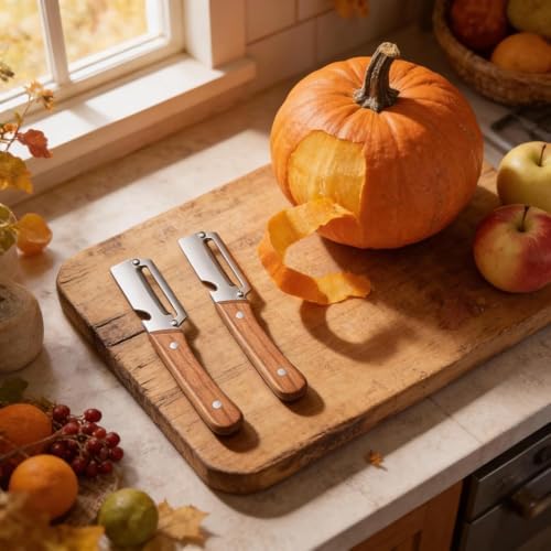 Zero Flex Wooden Peeler, 2-in-1 Multifunctional Vegetable Peeler, Wooden Handle Peeler, Zero Flex Wood Kitchen Tool for Fruit Potato (3 PCS)