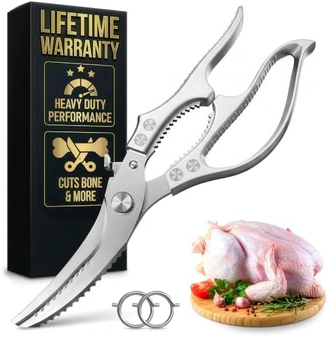 Stainless Steel Poultry Shears, Hardened Blades, Safety Lock