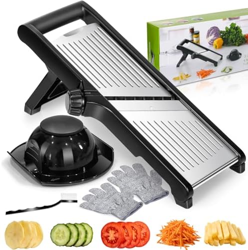 Mandoline Slicer, Adjustable Stainless Steel Vegetable Slicer for Kitchen