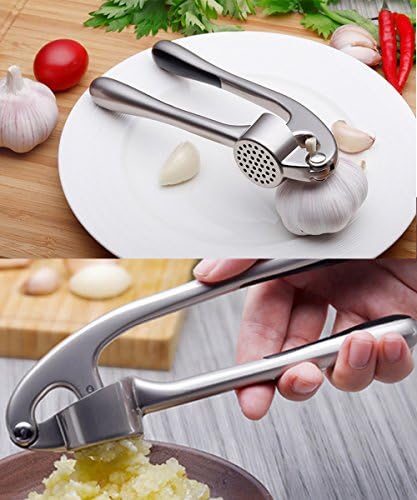 Kebley Garlic Press and Peeler Set Professional Heavy Soft-Handled Crush Garlic Silicone Tube Roller
