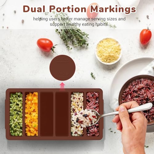Silicone Freezer Trays with Lid (4-Pack), 1-Cup, 2-Cup, 1/2-Cup & 2-Tbsp Silicone Freezer Molds, Stackable Soup Freezer Meal Prep Containers,Ice Cube Tray for Making Sauce,Smoothies,Yogurt Bites