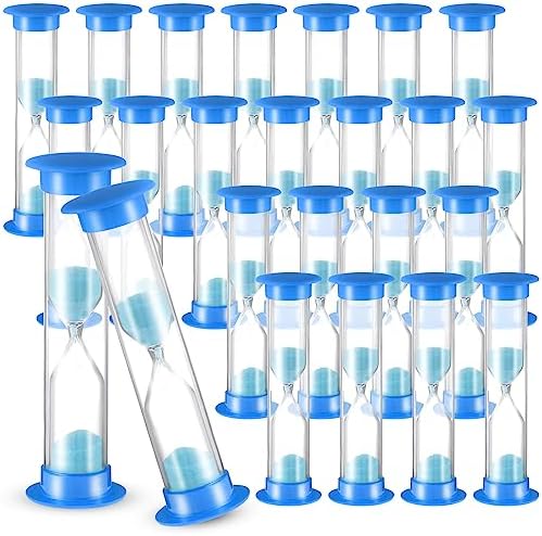 24 Pcs 5 Minute Sand Timer Plastic Hourglass 5 Min Visual Timer Mini Classroom Small Shower Hourglass for Teacher Classroom School Must Haves Supplies Egg Sand Clock Kids Time Management(Blue)
