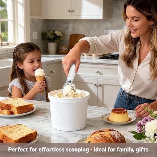 Heated Ice Cream Scoop Rechargeable – Electric Ice Cream Scooper with LED Display, 158°F Fast Warm-Up, IP67 Waterproof, Easy for Seniors & Kids to Use – Effortlessly Scoops Hard Ice Cream and More