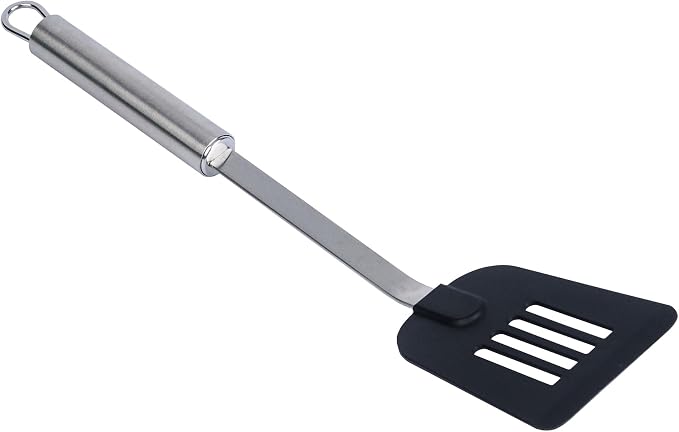 Restaurantware Nylon Slotted Turner - German Standard Kitchen Spatula with Stainless Steel Handle, Non-Stick Safe, Dishwasher Safe - Heat-Resistant Slotted Spatula for Eggs, Cookies, All Purpose