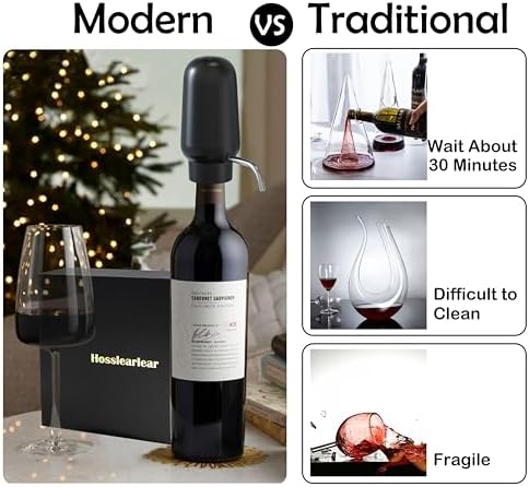 Wine Aerator Electric Rechargeable with USB-C Port, Wine Dispenser Serving 30 Bottles More Per Charge, Enhancing the Flavor Instantly, 100% Food-Safe, Perfect Wine Gifts for Women and Men