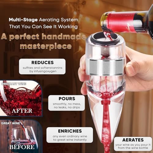 Premium Wine Aerator Pourer with Sediment Filter and Stand