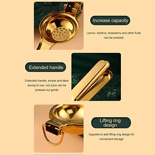 Lemon Squeezer Stainless Steel Manual Fruit Squeezer, Manual Lemon Lime Squeezer & Hand Press Fruit Juicer for Restaurant, Kitchen - Ergonomic Handle Lemon Press(Gold)