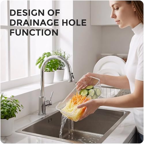 Adjustable Mandoline Slicer For Kitchen With Container,Veggie Chopper,Mandoline Food Slicer,Mandolin,Salad Chopper,Tomato,Potato Slicer,Cucumber,Fruit And Onion Cutter(3 Blade In 1)