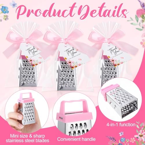 Maxdot 24 Set Employees Appreciation Gift Mini Cheese Graters with Thank You Cards 4-sided Stainless Steel Graters Wedding Guest Thank You Gifts for Women Guests Coworkers Employees