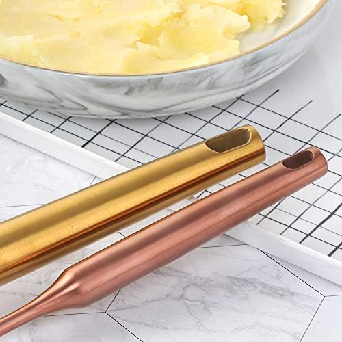 Stainless Steel Potato Masher for Non-Stick, Sturdy and Durable Whole Shaped Food Masher Hand Kitchen Aid, Avocado Masher Kitchen Tool Dishwasher Safe (8 in, Rainbow)