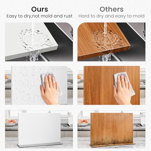 THMINS White Magnetic Knife Block Stainless Steel Magnetic Knife Holder