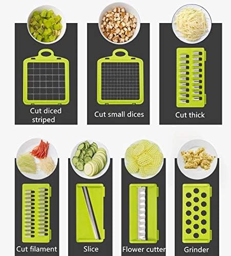 Food Chopper Vegetable-Fruit-Cheese-Onion Chopper Slicer Dicer Tomato Grater 12 in 1 Veggie Chopper Spiralizer Salad Potato Slicer with Container Multi-function Kitchen Aid Carrot Cutter (White)